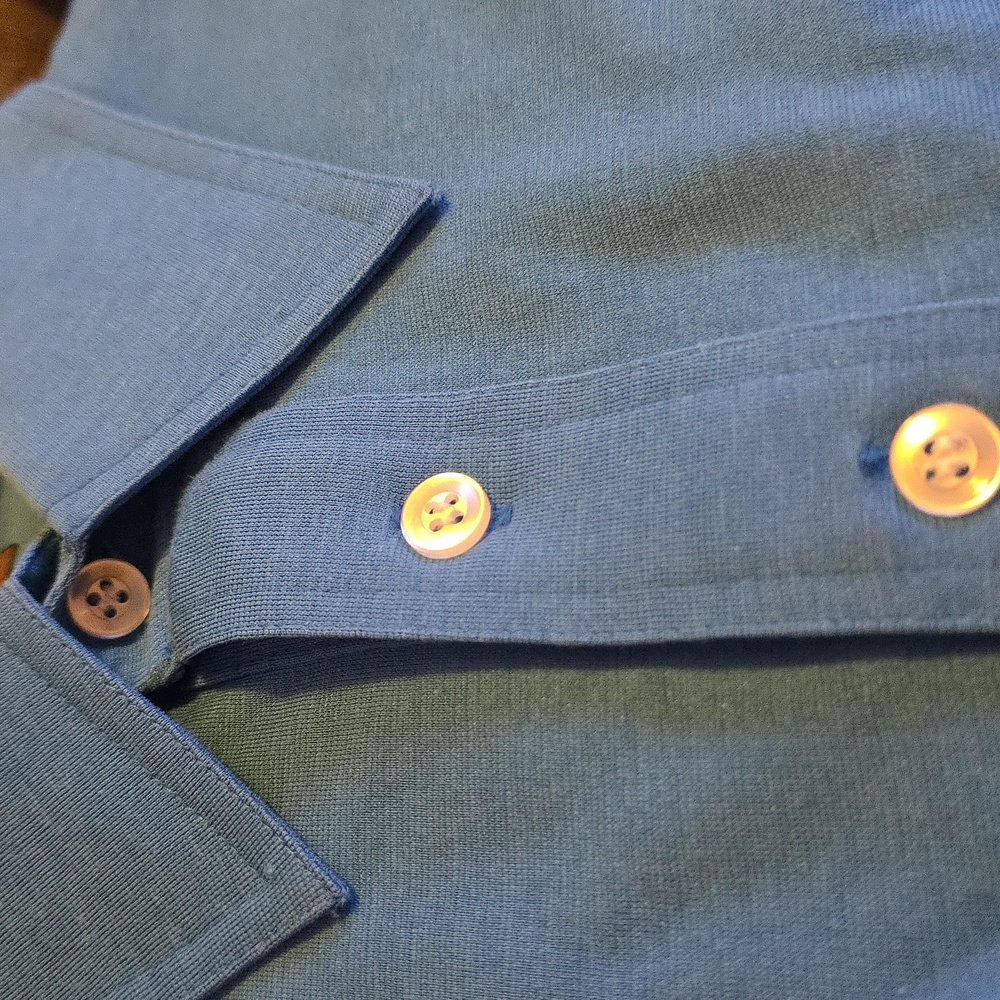 Thane Vintage Lightweight Blue Polo Shirt Large